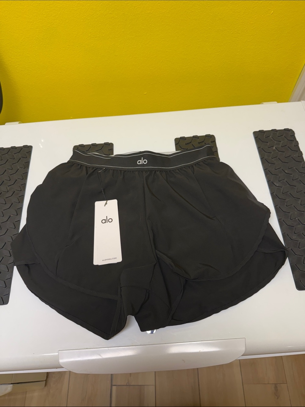 ALO Yoga Black Women's Athletic Shorts with Branded Waistband